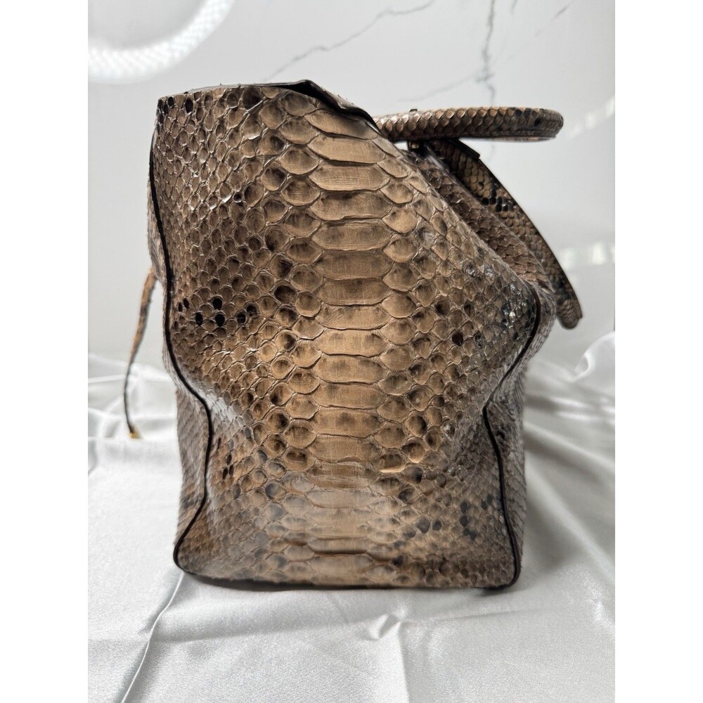 RARE 2015 Michael Kors Collection Brown Black Large Miranda Python Leather Tote - Picture 6 of 16